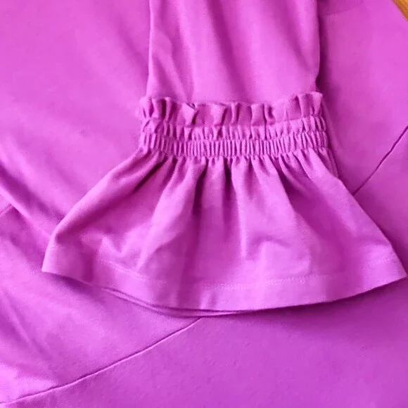 Eloquii Fit & Flare Dress 3/4 Smocked Flared Sleeve Magenta Ponte Knit Size 14 - Picture 6 of 10